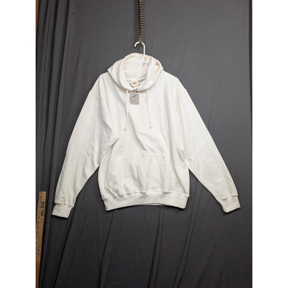 Hawks Bay Solid Fleece Pull‎ Over Hoodie Ivory Large Men's